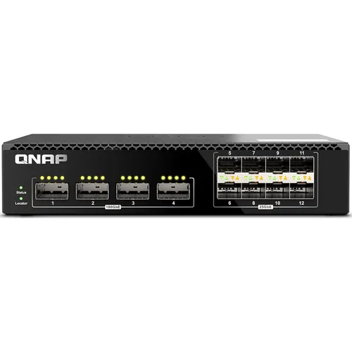 QNAP QSW-M7308R-4X - Managed Switch mit 100G und 25G Ports - Computersysteme und Zubehör - Hochleistungs-Switch mit 4 x 100 Gigabit QSFP28 und 8 x 25 Gigabit SFP28, ideal für anspruchsvolle Netzwerkanforderungen.