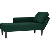 vidaXL Chaiselongue Dunkelgrün mit Kissen und Rechter Armlehne - Gartenmöbel: Stilvolle Chaiselongue aus weichem Samt mit hochelastischem Schaumstoff für optimalen Komfort und Lendenkissen für zusätzlichen Halt.