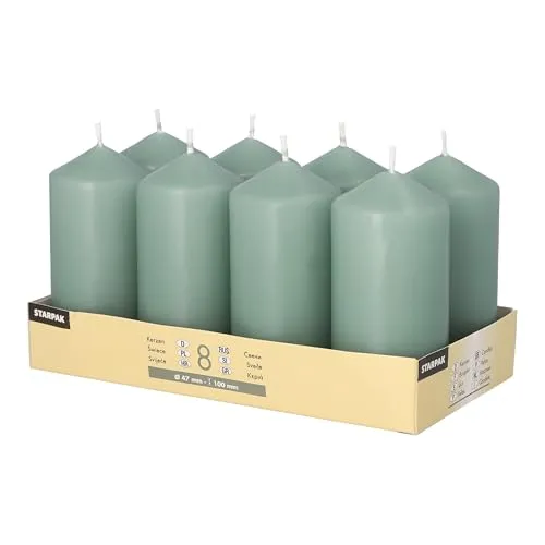 Stumpenkerzen Ø 47 mm · 100 mm blaugrün 8 in türkis von Starpak