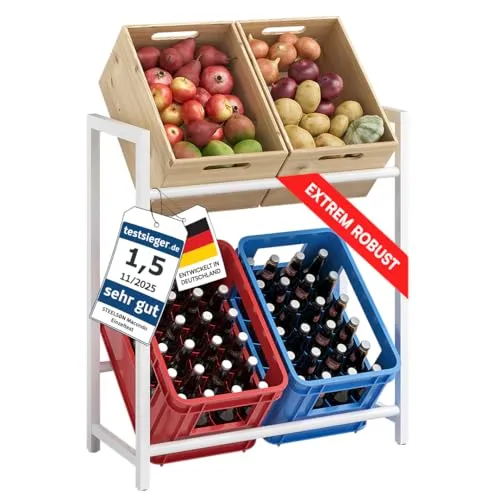 STEELSØN Getränkekistenregal Macondo - Standregal für bis zu 4 Getränkekisten, aus robustem Stahl und pulverbeschichtet für Stabilität und Ordnung in Küche oder Abstellraum.