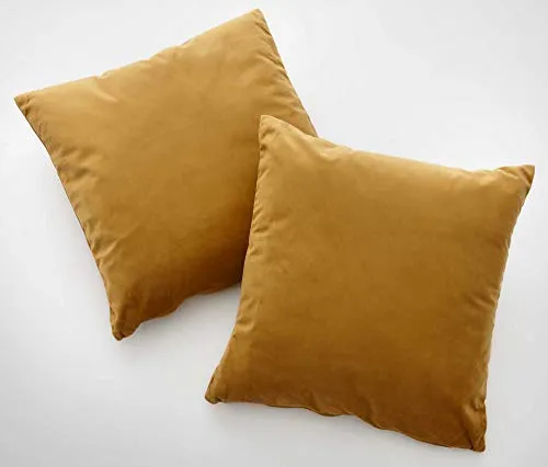Gardinenbox 2er Set Sofakissen mit Füllung »Milano« HxB 45x45 cm Senf Dekokissen mit Komfort-Samt-Bezug und Reißverschluß mit Füllkissen Extra Weich Couchkissen, 203572-2
