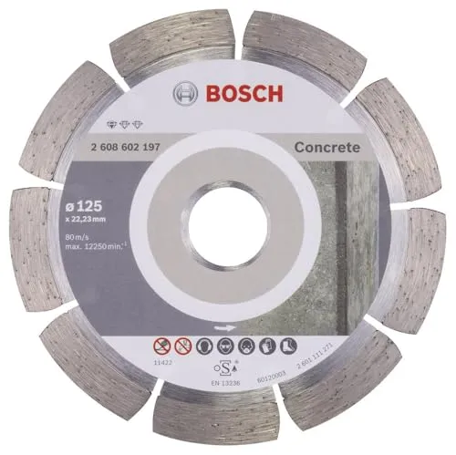 Bosch 1x Diamanttrennscheibe Standard for Concrete (für Beton, Porenbeton, Ø 125 x 22,23 x 1,6 x 10 mm, Zubehör für Winkelschleifer)