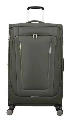 American Tourister Trolley Wanderlite Spinner Exp. TSA 80cm - Dunkelgrün - Geräumiger Trolley mit erweiterbarem Volumen und leisen Rollen. Ideal für Reisen, bietet optimalen Halt für Ihre Kleidung dank elastischer Kompressionsriemen.