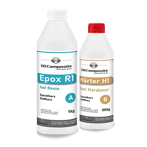 DD Composite Epoxidharz Gießharz R1 H1 fast Resin Gießhöhe 0-2cm glasklar Kunst Schmuck Design Handwerk Kunstharz Countertops River-Table