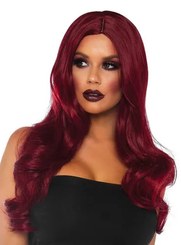 Leg Avenue Lockenperücke Burgund für Fasching und Karneval - Welliges Kunsthaar in dunklem Rot, ca. 69 cm lang, ideal für besondere Anlässe. Dicht geknüpfte Perücke auf dehnbarer Basis für perfekten Sitz.