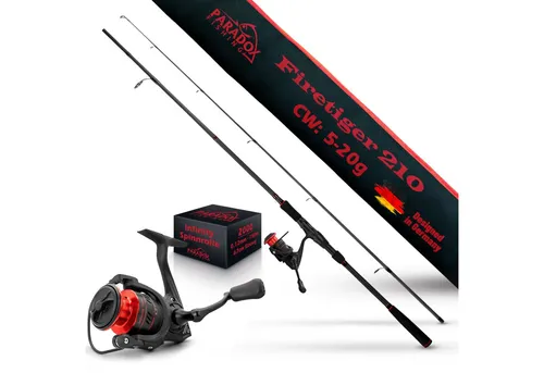 Paradox Fishing Spinnrute Firetiger mit Infinity Rolle - Angelruten für Hecht- und Zanderangeln, perfekte Kombination aus Sensibilität und Kraft für präzise Würfe und effiziente Köderführung.