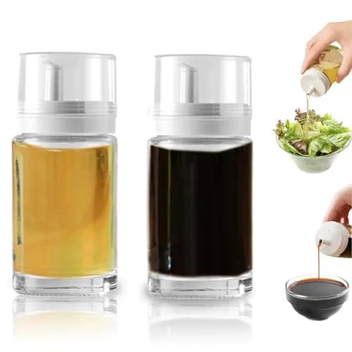 Kwude 2 x kleine Öl- und Essigspenderflaschen aus Glas, auslaufsicher, je 100 ml