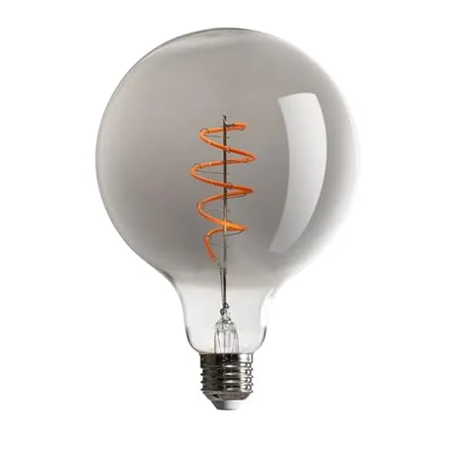 NCC-Licht 6 x LED Spiral Filament Leuchtmittel Globe G125 5W E27 Rauchglas 130lm extra warmweiß 1800K DIMMBAR
