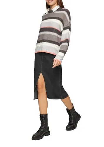 s.Oliver Maxirock Midi-Jeansrock grau 42 - Modischer Midi-Jeansrock in Grau mit Gehschlitz für optimale Bewegungsfreiheit und Stil. Ideal für lässige Outfits.