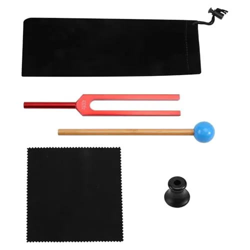 Comphic Stimmgabel 432 Hz mit Hammer, für Klangtherapie und Yoga, Stimmgabel aus Aluminiumlegierung, Rot