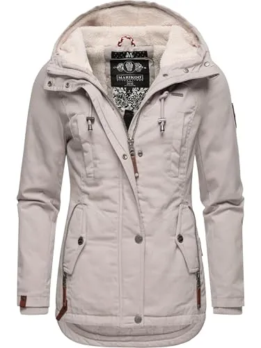 MARIKOO Damen Winterjacke mit Teddyfleece Kapuze - Funktionsjacken - Stylischer Winterparka mit flauschigem Teddyfell Innenfutter, wasserabweisend und figurschmeichelnd für optimale Wärme und Komfort in der kalten Jahreszeit.
