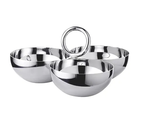 EDZARD Snackschale Apura (Ø 22 cm) - Dekoschalen aus hochglanzpoliertem Edelstahl mit praktischem Triple Design, perfekt zum stilvollen Servieren von Snacks, Keksen oder Obst.