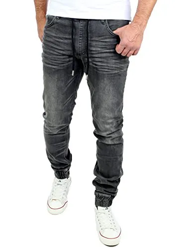Reslad Jogging Jeans Used Look - Slim Fit Jogger für Herren - Moderne Slim Fit Jogging-Hose in Schwarz, mit elastischem Bund für hohen Tragkomfort und ideal für deinen Freizeit Look. Hochwertige Verarbeitung von Reslad.