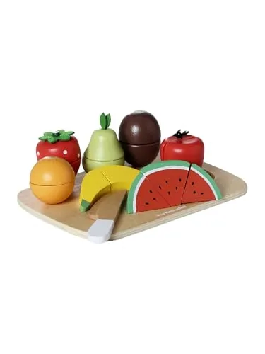 VERTBAUDET Obst zum Schneiden aus Holz FSCHolz - Holzspielzeug für kreative Spielküchen, fördert die Fantasie und Geschicklichkeit der Kleinen. Ideal für das Rollenspiel und die Förderung sozialer Interaktionen.