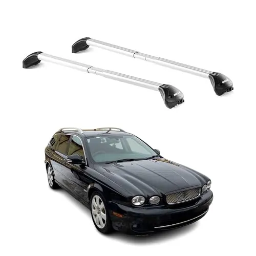 OMAC Dachträger für Jaguar X-Type Wagon 2003-2009 - Hochwertiger Aluminium-Dachträger, abnehmbar und wasserbeständig. Ideal für Fahrrad- und Skiträger, mit aerodynamischem Design für weniger Windgeräusche und einfache Installation.