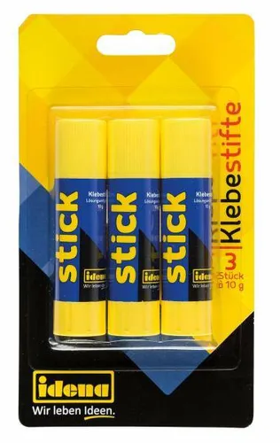 Idena 3x 10g Klebstift lösungsmittelfrei wasserlöslich für Schule Büro Basteln
