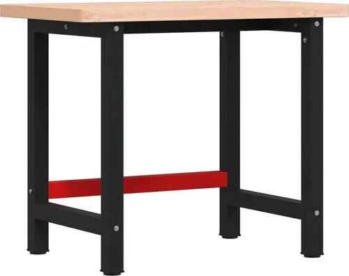 vidaXL Werkbank aus massivem Buchenholz 100x60x83 cm - Werkbank aus robustem Buchenholz mit pulverbeschichtetem Metallgestell für Stabilität und Langlebigkeit. Ideal für Heimwerker und alle Reparaturarbeiten.