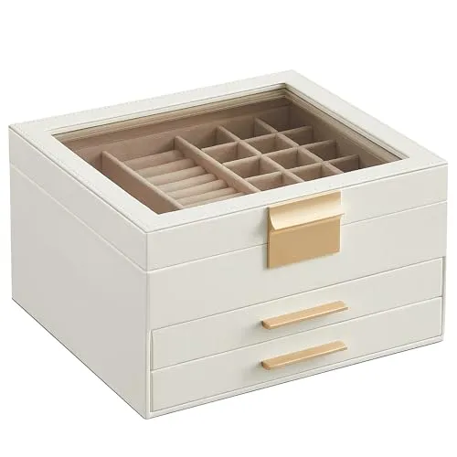 SONGMICS Schmuckkästchen mit Glasdeckel, 3 Ebenen von SONGMICS