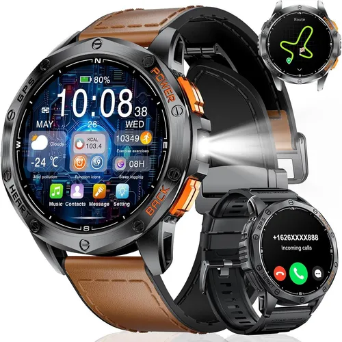 LIGE GPS Militär Uhr mit Telefonfunktion und AMOLED-Display - Robuste Smartwatch mit 1,43 Zoll AMOLED-Display, integriertem GPS und 180 Sportmodi. Ideal für aktive Männer, die eine zuverlässige Uhr mit Anruf-Funktion und langer Akkulaufzeit suchen.