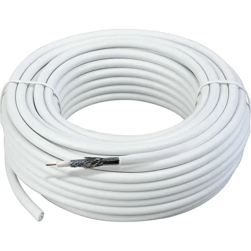 Schwaiger KOX820 012 Satelliten Koaxialkabel weiß - Unkonfektionierbar und individuell anpassbar, 3-fach abgeschirmt für optimale Signalübertragung in HDTV