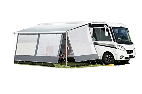 dwt Happy Sun für Wohnmobile/Wohnwagen, passend zu Modell Thule/Omnistor u.Fiamma; Mesh-Gewebe, Farben Schwarz o.Weiß, Größe:Vorderwand 380cm schwarz