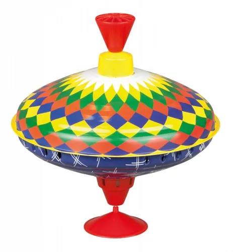 Lena 52225 Bolz Brummkreisel - 19 cm Multicolor, klassischer Schwungkreisel aus Blech mit faszinierendem Farbspiel und pädagogischem Spielwert
