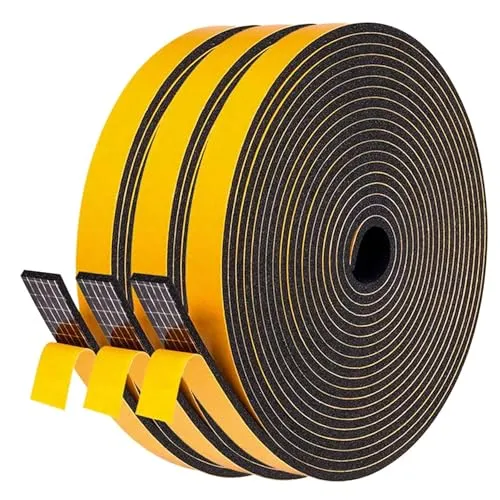 LIKERAINY Fensterdichtung Dichtungsband 13x3mm für Türen Fenster Schaumstoffstreifen Türdichtung Gummidichtung Schaumstoff Dichtungsstreifen Schaumdichtung Schwarz 3 Rollen 18 Meter