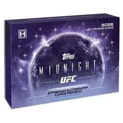 Topps Midnight UFC Hobby Box 2026 - Entdecke die exklusive 2026 Topps Midnight UFC Hobby Box! Mit spektakulären Chrome-Designs und seltenen Autogrammkarten ist sie ein Muss für Sammler und MMA-Fans. Enthält limitierte Inserts und die besten UFC-Stars!