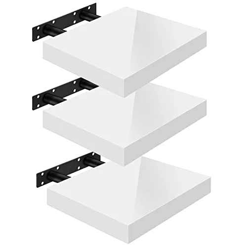WOLTU Wandregal Volato Set von 3 - Freischwebendes Regal für Bücher und CDs - Schweberegale aus hochwertigem Holz, feuchtigkeitsbeständig und bis 15 kg belastbar. Ideal für jeden Raum und modernen Einrichtungsstil. Einfache Montage mit verdeckter Befestigung.