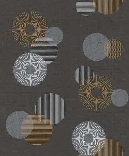 Rasch Tapeten 311501 - Vliestapete mit Kreisen und feinen Linien in Schwarz und Grau aus der Kollektion Color your life - 10,05 m x 0,53 m (LxB)