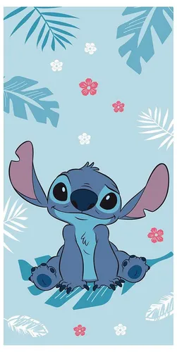 Jerry Fabrics Disney Lilo & Stitch Blue Strandtuch | Groß 70 x 140 cm | Weich & Saugfähig 100% Baumwolle | Kinder-Bad-, Pool- & Strandtuch | Lebendiges Maschen-Design | leicht, schnelltrocknend