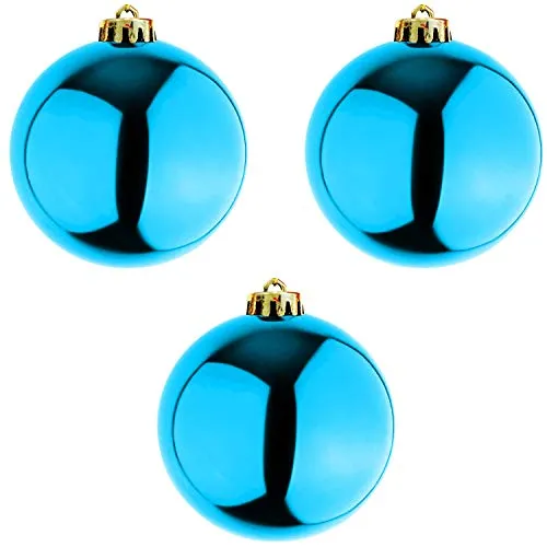 Mojawo 3 Stück XXL Christbaumkugeln Blau Weihnachtsbaumkugeln Baumschmuck Petrol Ø 20cm Schmuckkugeln