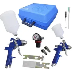TRUTZHOLM HVLP Lackierpistole Set mit Druckminderer - 2 x HVLP Lackierpistole im Koffer – Ideal für KFZ, Werkstatt und Heimwerker! Sparen Sie 30% Lackmaterial dank der nebelreduzierten Technologie.