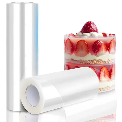 Retoo Tortenrandfolie 16 cm Hoch Folienrand Für Stabilisieren Dekoration Acetat Folie Halsbänder Rolle für Tortendekorationen Mousse Schokolade Dessertringe Kuchen Wiederverwendbar Transparent Plasti