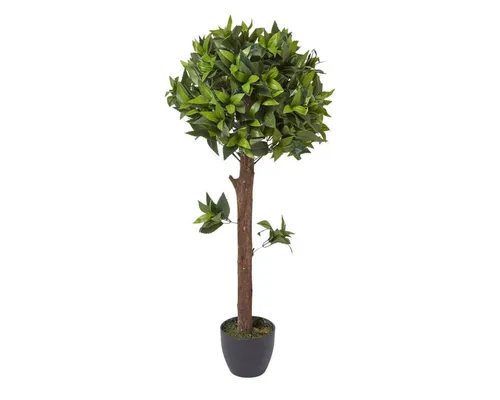 Homescapes Kunstbaum Lorbeerbaum Kugel, 91 cm - Naturgetreuer Kunst-Lorbeerbaum mit handgeschnittenem Kugel-Form, 91 cm hoch. Ideal für pflegeleichte Dekoration in Wohnräumen, bringt er natürliche Atmosphäre ohne großen Aufwand.