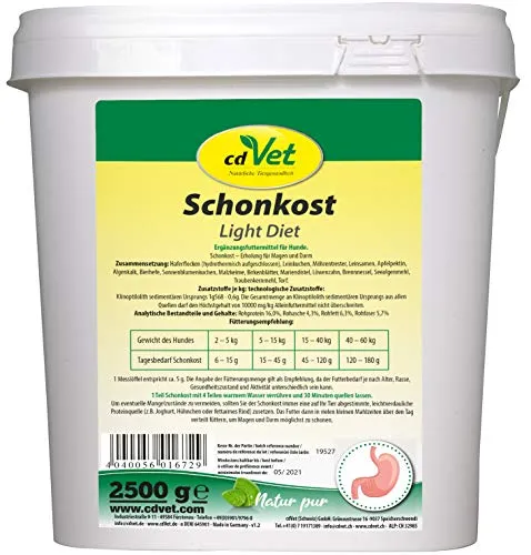 cdVet Schonkost, 2500 g - Ergänzungsfuttermittel für Hunde zur sanften Unterstützung von Magen und Darm. 100% natürliche Zutaten, schonend verarbeitet für eine bewusste Ernährung.