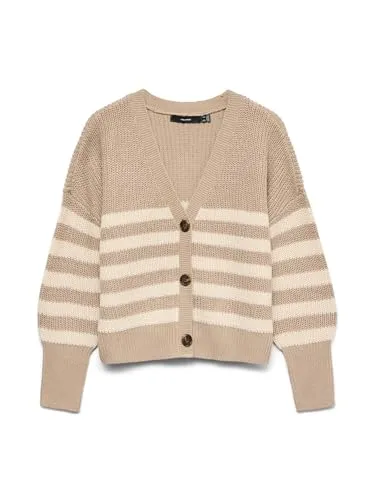 Vero Moda Strickjacke VMLEA LS V-NECK CUFF CARDIGAN NOOS in braun von VERO MODA