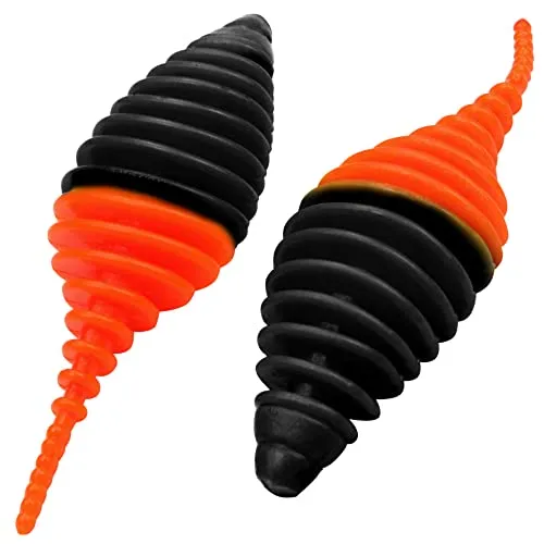 FTM Omura Baits Pongo Junior 4cm - 7 Gummiköder Forelle, Geschmack:Krill, Farbe:schwarz/neon orange