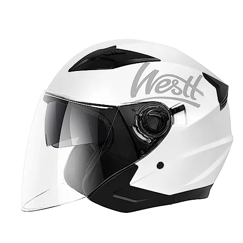 Westt Jethelm Motorradhelm mit Visier & Sonnenblende ECE 22.06 Zertifiziert