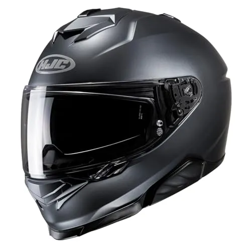 HJC i71 Solid Helm, schwarz-grau, Größe L - Motorradhelm mit fortschrittlicher Polycarbonat Schale und integrierter Sonnenblende, ideal für Sicherheit und Komfort auf jeder Fahrt.