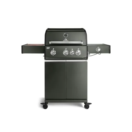 BURNHARD® Gasgrill FRED Deluxe mit 3 Brennern - Vielseitiger Gasgrill mit 3,75 kW Leistung und Edelstahl-Stabbrennern für optimale Hitzeverteilung. Ideal für BBQ mit bis zu 10 Personen, ausgestattet mit Infrarot-Keramikbrenner und Seitenkochfeld für kreative Grillideen.