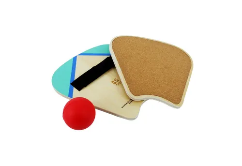 BS Toys Beachballschläger Paddle Ball Set - Outdoor-Ballspiel für die ganze Familie, fördert Motorik und Teamwork mit zwei Holz-Paddles und einem weichen Ball - ideal für Sommerfeste und Gartenpartys.