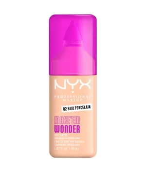 NYX Professional Makeup Make ‘Em Wonder Foundation 02 Fair Porcelain 30 ml - NYX Professional Makeup Make ‘Em Wonder, 30 ml, für einen perfekten Teint. Diese leicht mattierende Foundation sorgt für eine gleichmäßige Hautfarbe und ist ideal für natürliche und gewagte Looks. Wasserfest und langanhaltend!