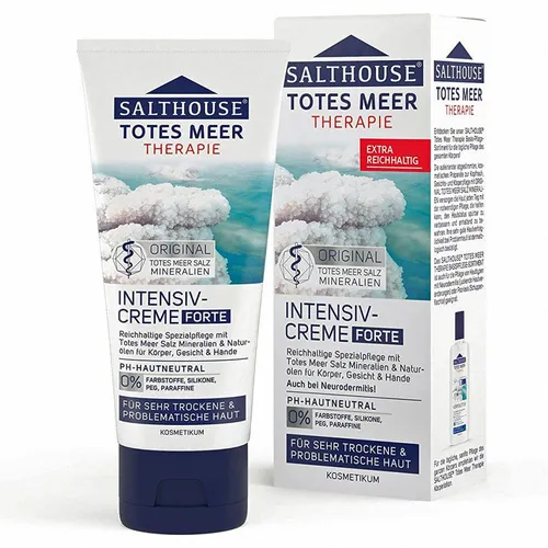 Salthouse Totes Meer Intensiv-Creme forte - Bodylotion für sehr trockene Haut, kombiniert hochwertige pflanzliche Öle und Mineralsalze aus dem Toten Meer für intensive Feuchtigkeit und Regeneration.