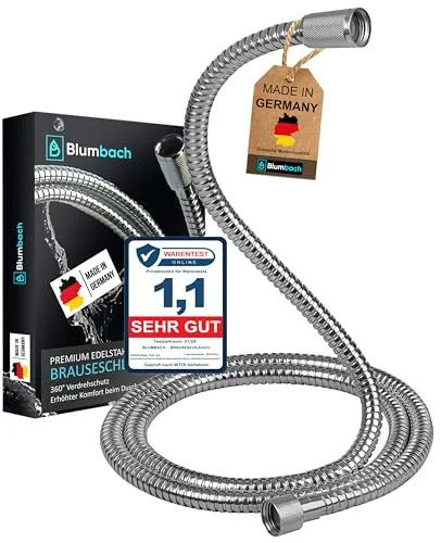 BLUMBACH Duschschlauch 1,6m Edelstahl | Flexibel & Knickfest - Duschkopfschläuche mit Verdrehschutz, einfach zu montieren und aus hochwertigem Edelstahl, ideal für dauerhafte Nutzung und einfache Reinigung.