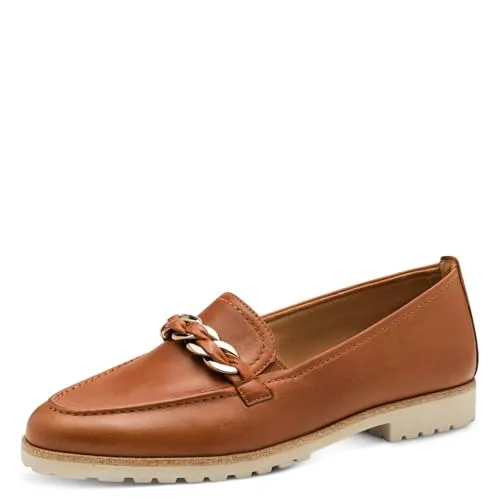 Tamaris Damen Slipper mit TOUCHit-Fußbett - Elegante Slipper für Damen, ideal für Büro und Freizeit. Mit dem komfortablen TOUCHit-Fußbett und hochwertigem Cognac-Leder für optimalen Tragekomfort.