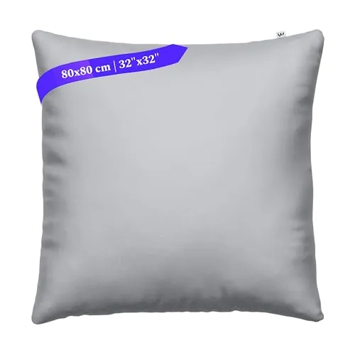 Wolkenfeld Kissenbezug 80x80 Hellgrau - kuschelig weich & bügelfrei - Superweicher Kopfkissenbezug - Kissenhülle mit verdecktem Reißverschluss