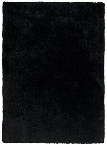 TOM TAILOR HOME Hochflor-Teppich Soft, schwarz, 85 cm x 155 cm - Teppich aus handgetuftetem Polypropylen, super weich und flauschig mit 35 mm Höhe, ideal für gemütliche Wohnräume.