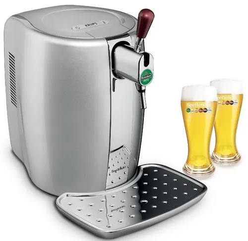 Krups BeerTender YY2931FD 5L Silberbiermaschine mit 2 Gläsern