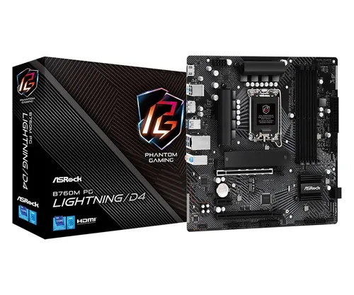 Asrock B760M PG Lightning/D4 Intel B760 LGA 1700 micro ATX Asrock 4710483943119